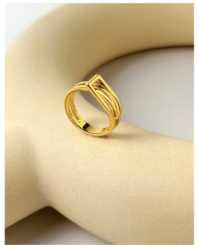 ENFASHION Geometric Rings For Women 18K Gold Color