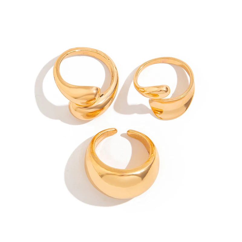 Fashion 4Pcs Irregular Rings Set for Women Punk Personality