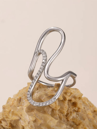 Fashion Women's Ring In Stainless Steel With Shiny Zircon 18k Gold