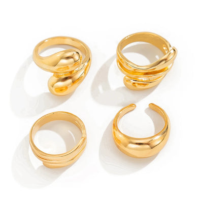 Fashion 4Pcs Irregular Rings Set for Women Punk Personality