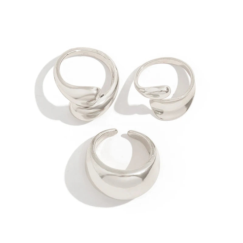 Fashion 4Pcs Irregular Rings Set for Women Punk Personality