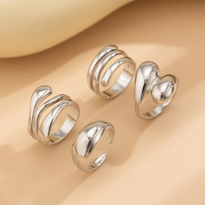 Fashion 4Pcs Irregular Rings Set for Women Punk Personality