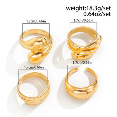Fashion 4Pcs Irregular Rings Set for Women Punk Personality