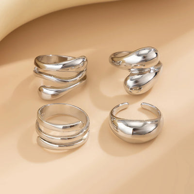Fashion 4Pcs Irregular Rings Set for Women Punk Personality
