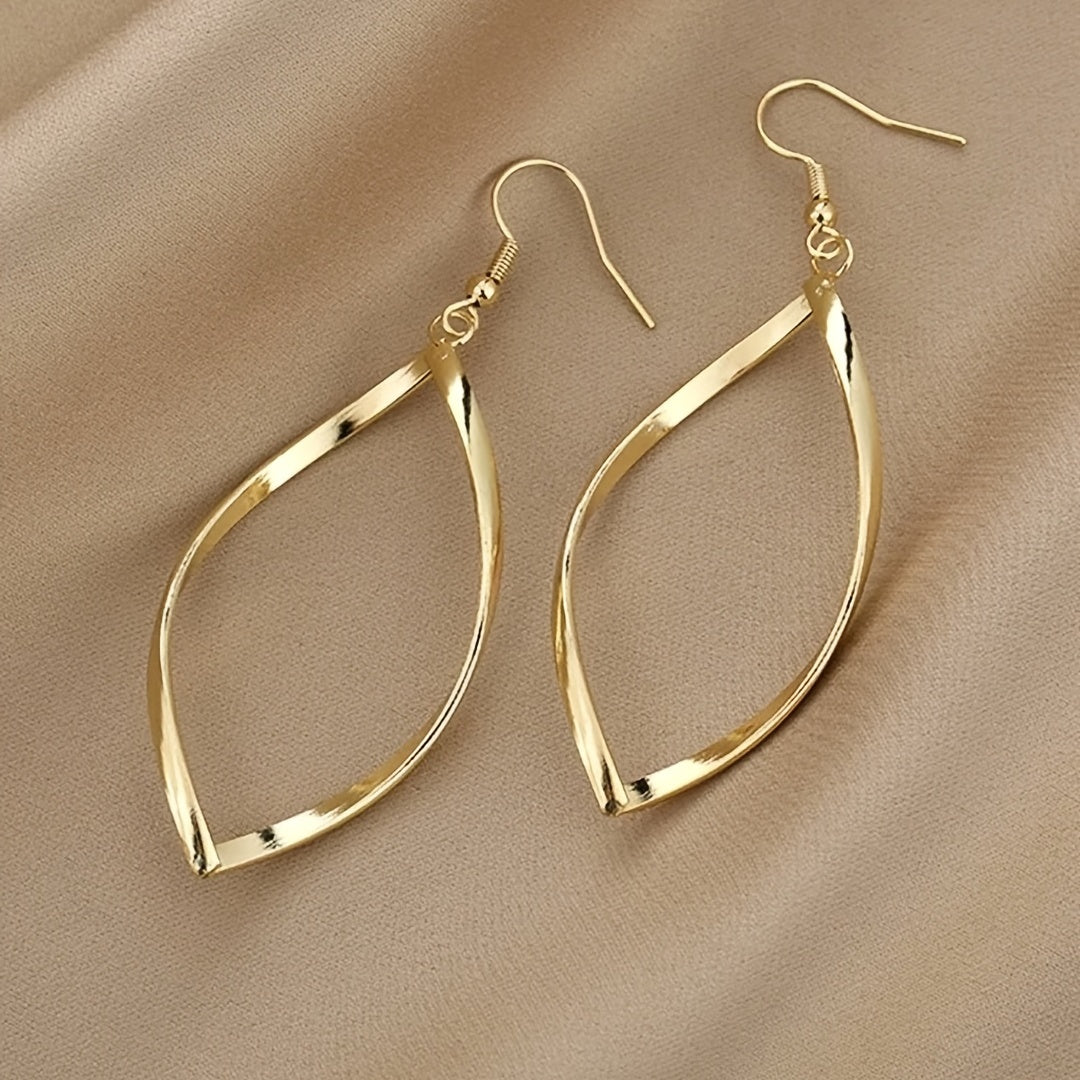 Hollow Twisted Dangle Earrings Elegant Simple Style