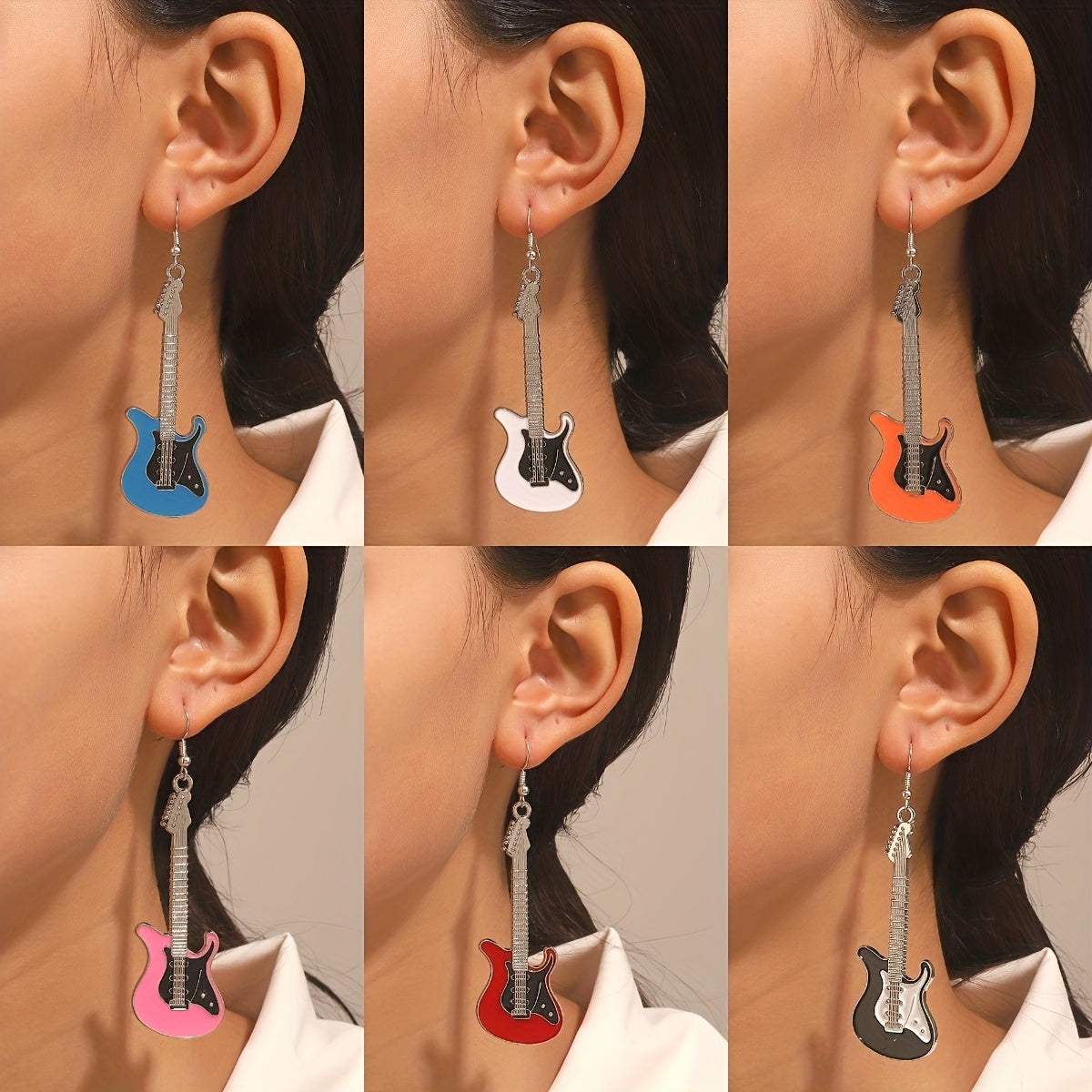 Funny Retro Punk Electric Guitar Drop Earrings Hip Hop Style