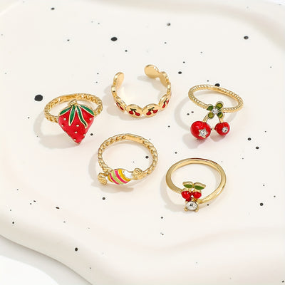 5pcs Women'S Fashion Rings Set, Cute Sexy Stacking Alloy Rings