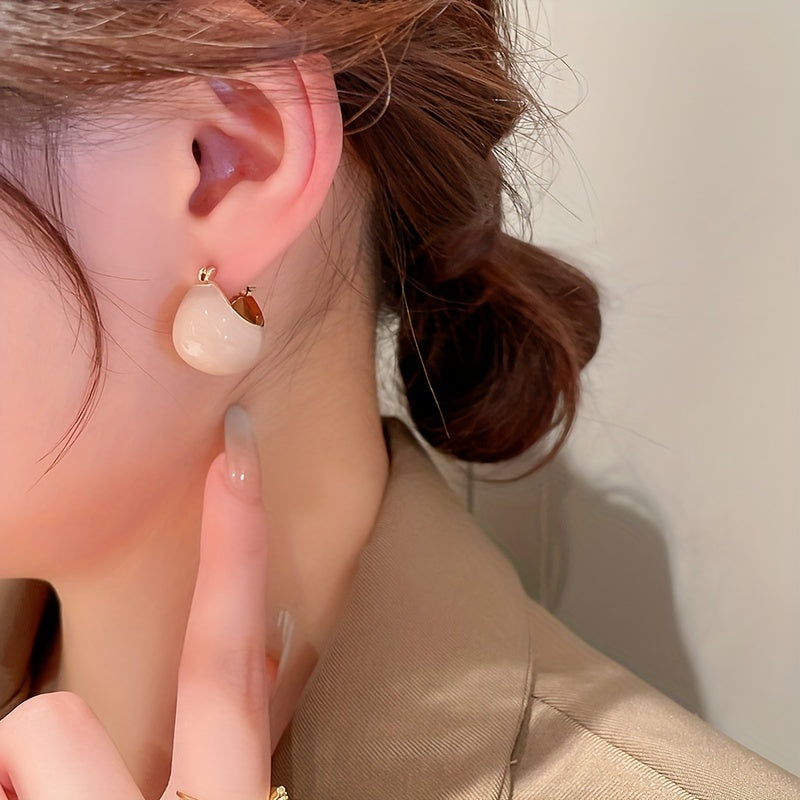 Chunky Enamel Hoop Earrings Simple Japanese / Korean Style