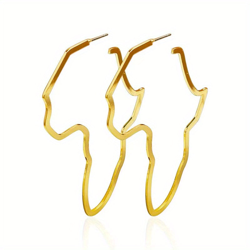 Pair of Fashionable and Exaggerated Hollow African Map Earrings