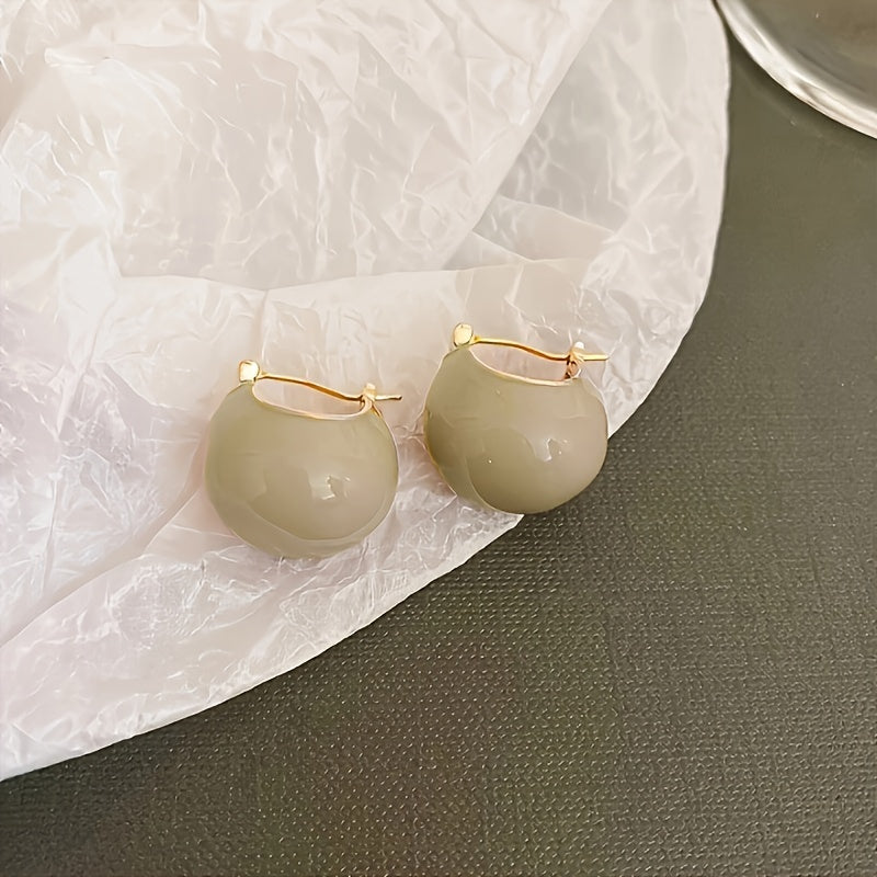 Chunky Enamel Hoop Earrings Simple Japanese / Korean Style