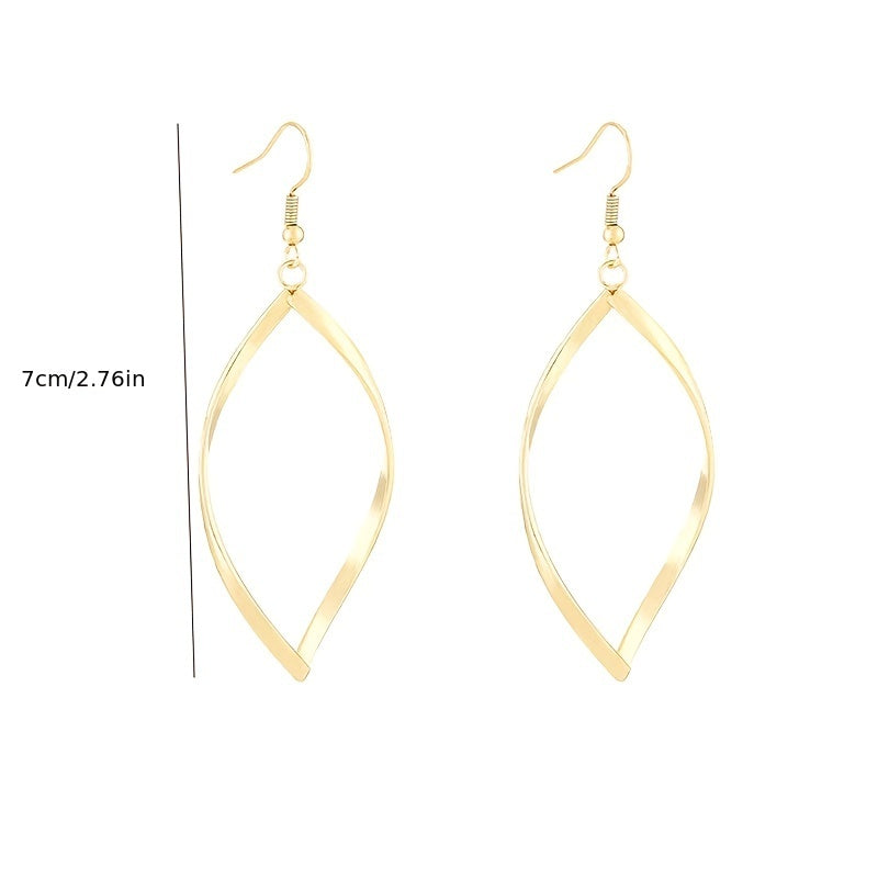 Hollow Twisted Dangle Earrings Elegant Simple Style