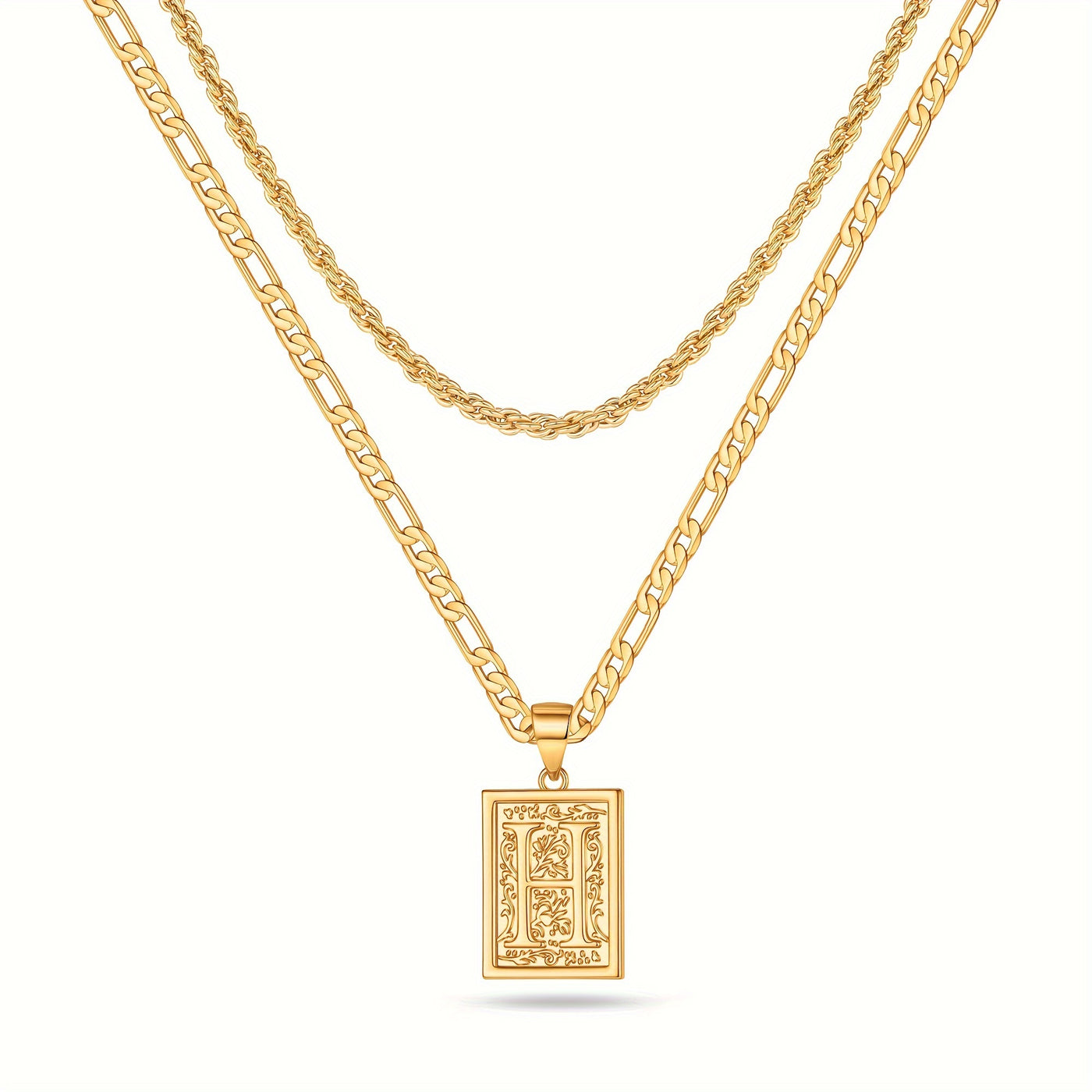 2pcs Initial Letter Necklaces & Chain Necklace, Jewelry Gifts For Men Women