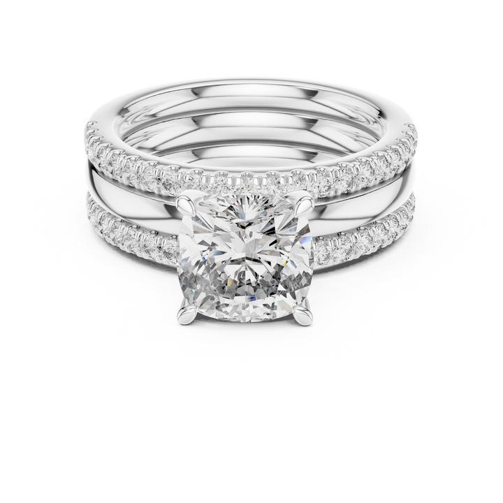 cushion cut and round lab-grown diamond ring in white gold by THE LAB Jewellers