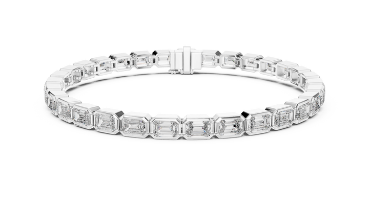 bezel set emerald lab-grown diamond bracelet in white gold by THE LAB Jewellers