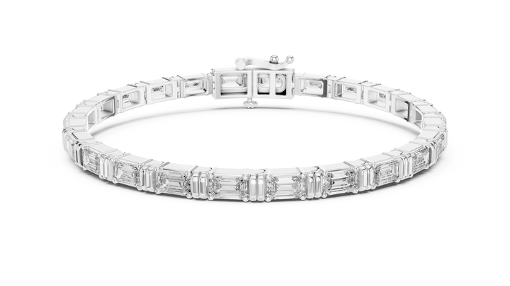 Claw-set emerald lab-grown diamond bracelet in white gold by THE LAB Jewellers