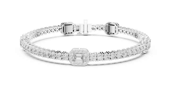 round and emerald lab-grown diamond bracelet in white gold by THE LAB Jewellers
