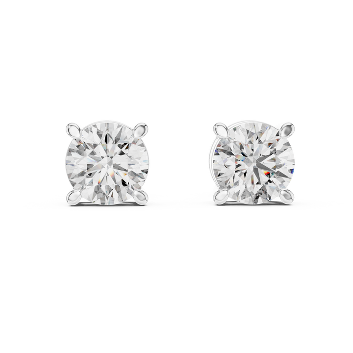 Round brilliant lab-grown diamond solitaire stud earrings in white gold by THE LAB Jewellers