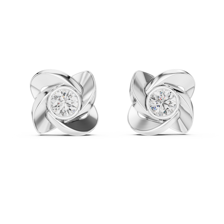 Round brilliant lab-grown diamond flower stud earrings in white gold by THE LAB Jewellers