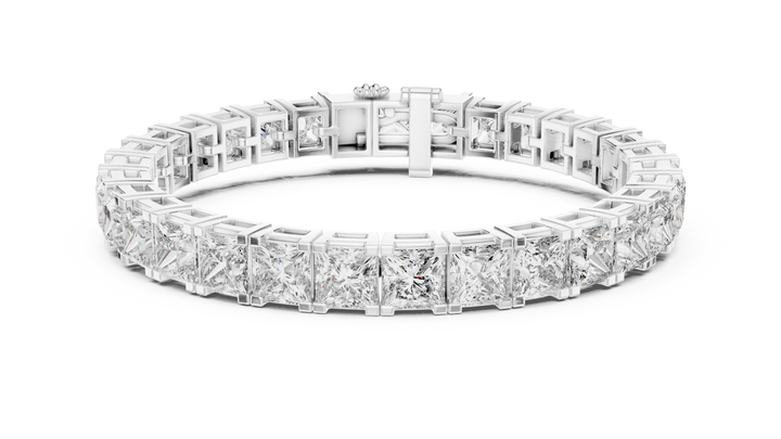 Claw-set princess lab-grown diamond bracelet in white gold by THE LAB Jewellers