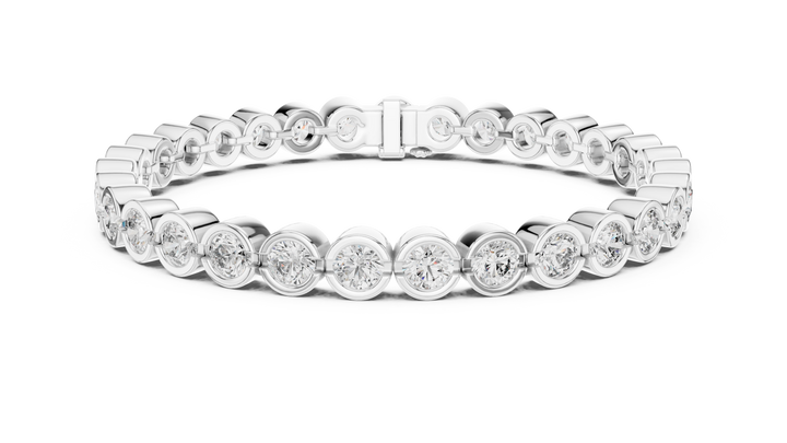 bezel set round lab-grown diamond bracelet in white gold by THE LAB Jewellers