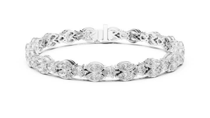 Claw-Set pear and marquise lab-grown diamond bracelet in white gold by THE LAB Jewellers