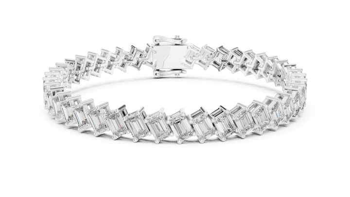 Claw-set emerald lab-grown diamond bracelet in white gold by THE LAB Jewellers