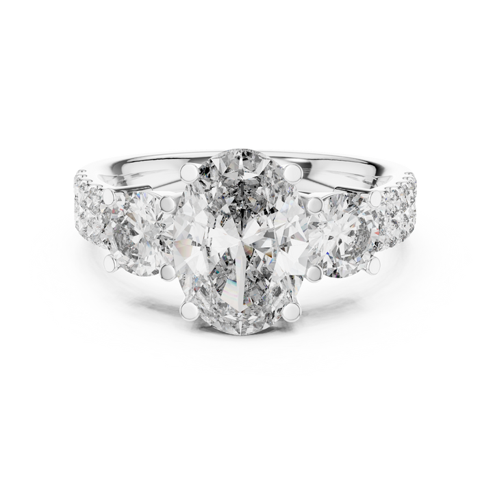 oval and round lab-grown diamond ring in white gold by THE LAB Jewellers