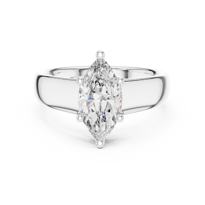 Marquise cut lab-grown diamond solitaire ring in white gold by THE LAB Jewellers