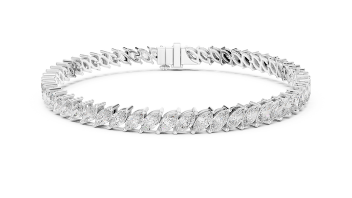 Claw-set marquise lab-grown diamond bracelet in white gold by THE LAB Jewellers
