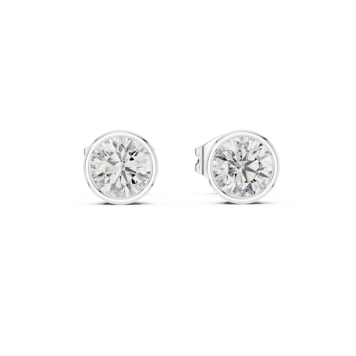 Bezel-set round lab-grown diamond earrings by THE LAB Jewellers