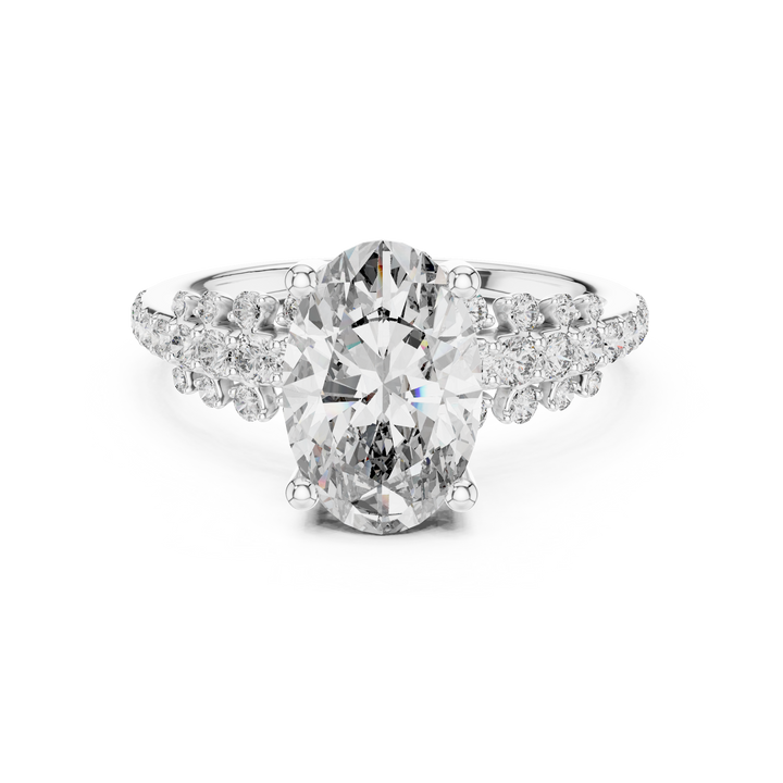 Oval lab-grown diamond pavé ring in white gold by THE LAB Jewellers