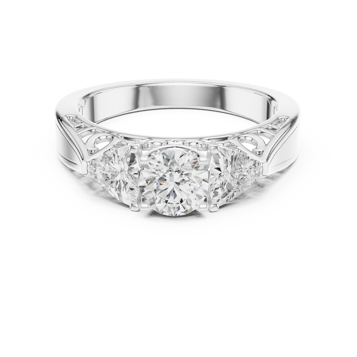 Round and trillion cut lab-grown diamond ring by THE LAB Jewellers