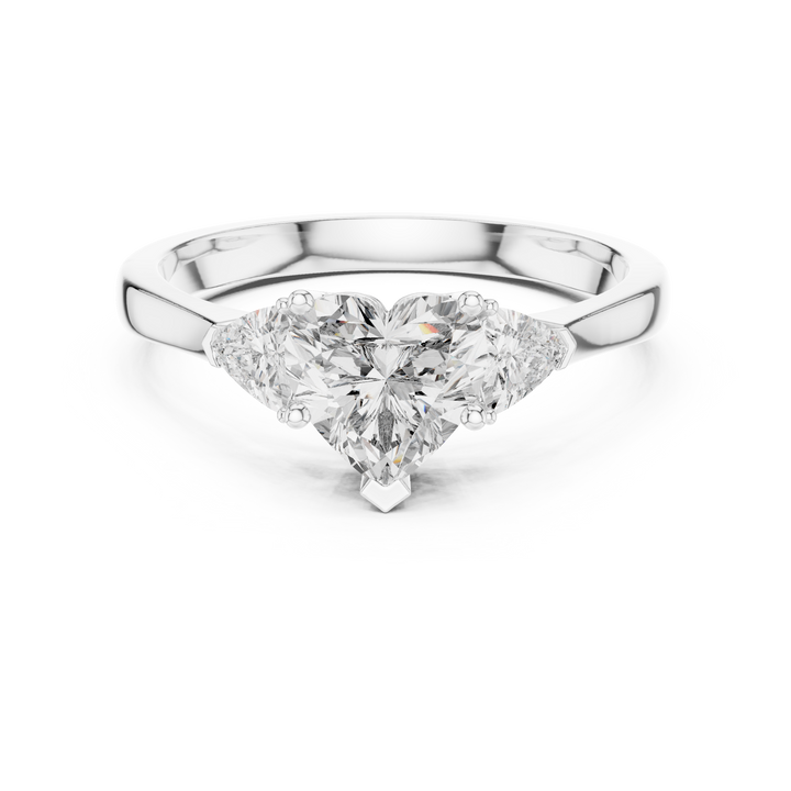 Claw-set heart and trillion lab-grown diamond ring in white gold by THE LAB Jewellers