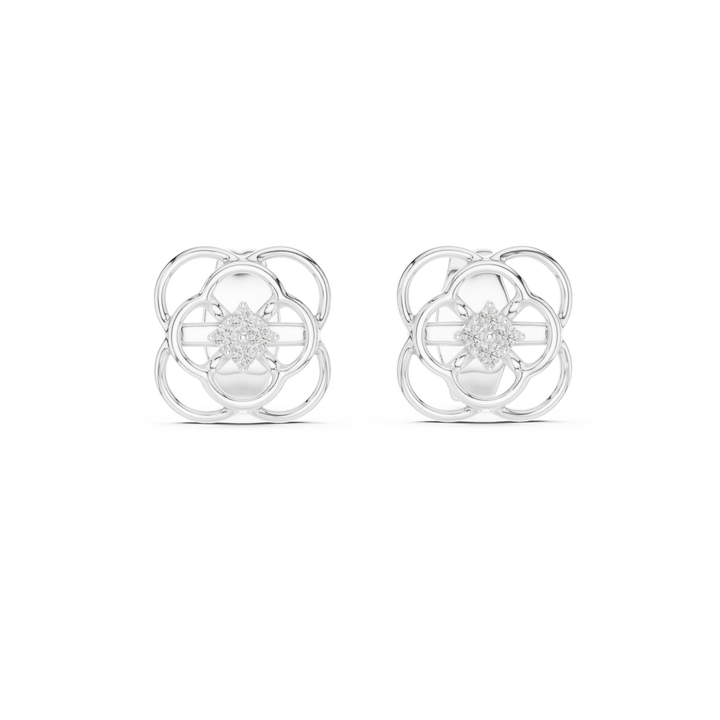Openwork flower round lab-grown diamond stud earrings by THE LAB Jewellers