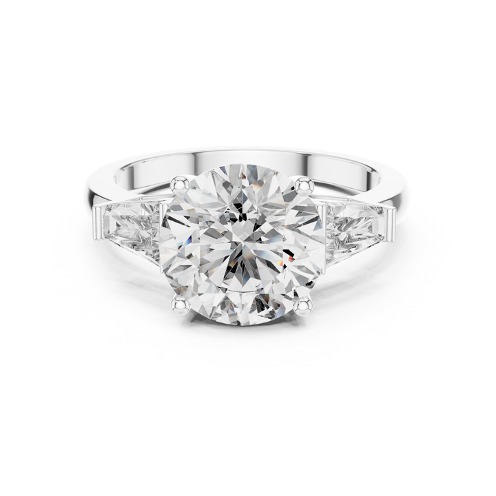 round and baguette cut lab-grown diamond ring in white gold by THE LAB Jewellers