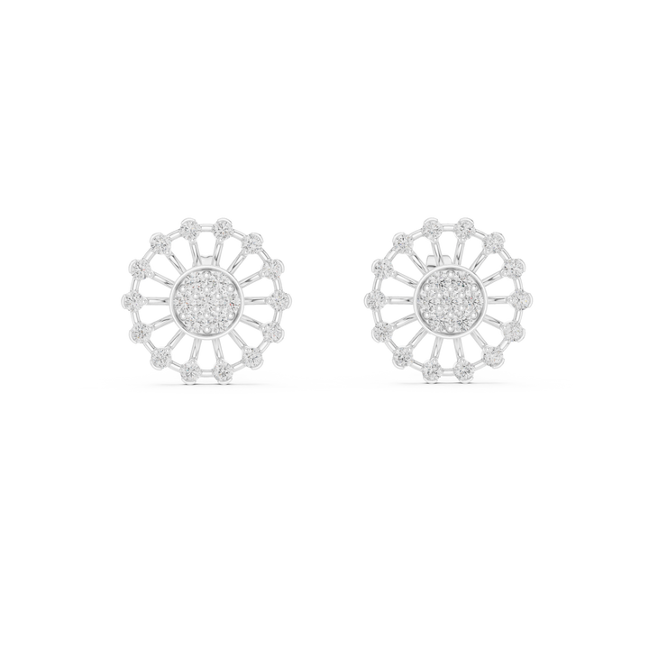 Round brilliant lab-grown diamond openwork halo stud earrings by THE LAB Jewellers