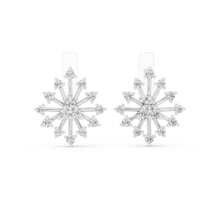 Round lab-grown diamond snowflake stud earrings by THE LAB Jewellers