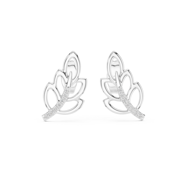 Leaf pavé lab-grown diamond climber earrings by THE LAB Jewellers