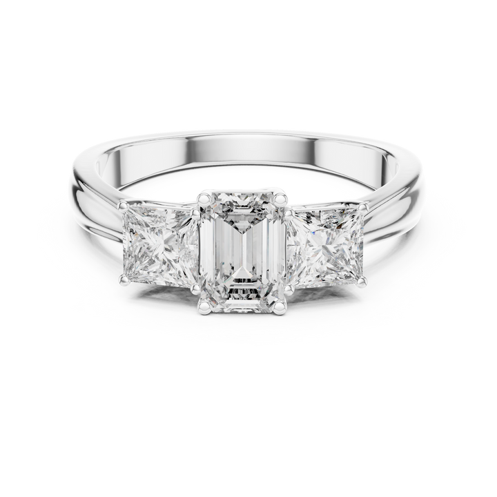 Emerald and princess cut lab-grown diamond ring by THE LAB Jewellers