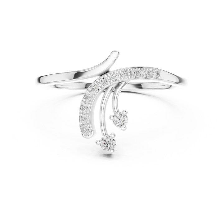 Pavé lab-grown diamond bypass wrap ring, front view, by THE LAB Jewellers