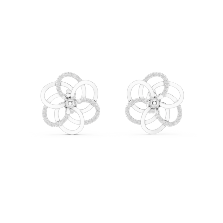 Round lab-grown diamond floral halo stud earrings by THE LAB Jewellers