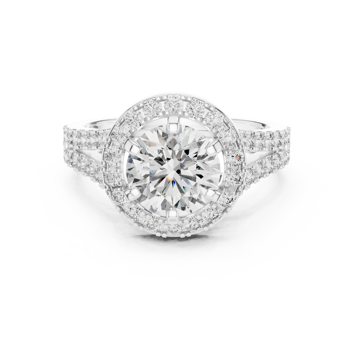 round lab-grown diamond ring in white gold by THE LAB Jewellers