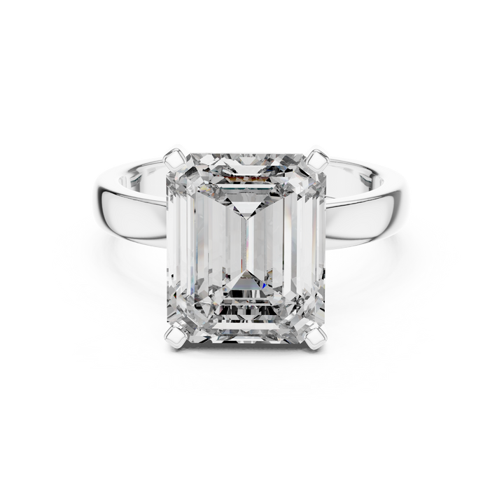 Emerald-cut lab-grown diamond solitaire ring in white gold by THE LAB Jewellers