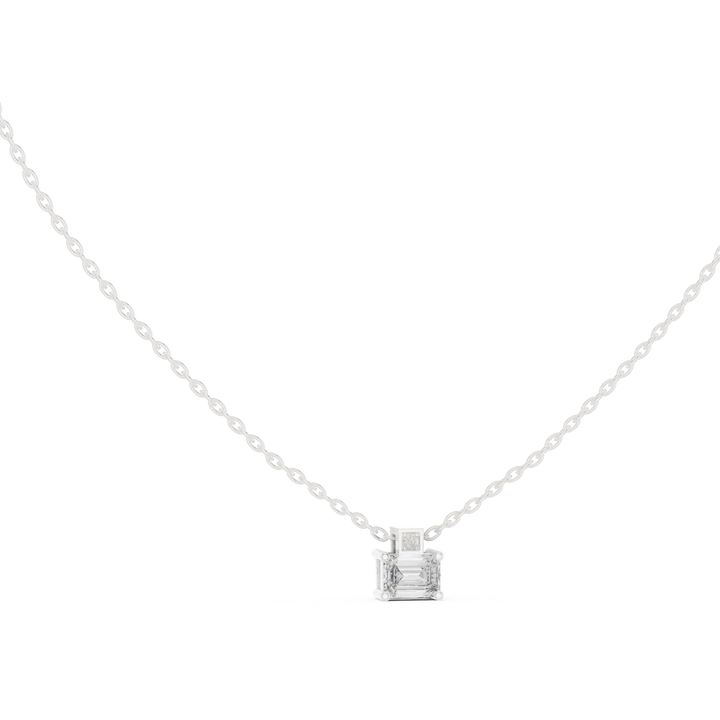 Emerald cut lab-grown diamond pendant, front view, by THE LAB Jewellers