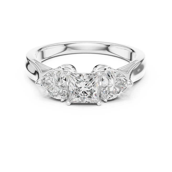 heart and princess cut lab-grown diamond ring in white gold by THE LAB Jewellers