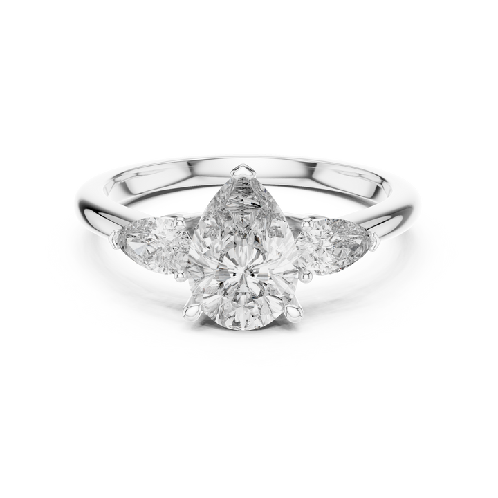 Pear-cut trilogy lab-grown diamond ring in white gold by THE LAB Jewellers