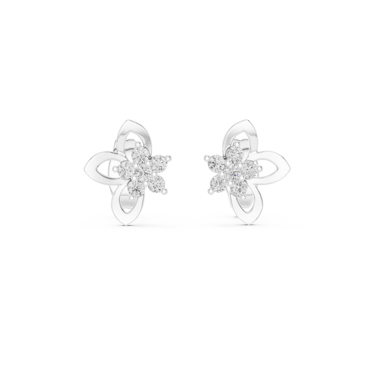 Round lab-grown diamond clover cluster stud earrings by THE LAB Jewellers