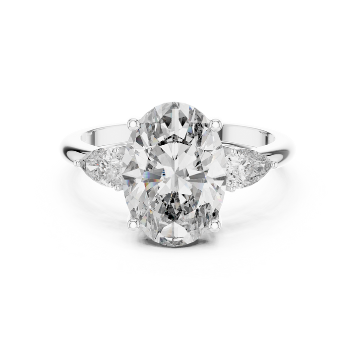 oval and pear cut lab-grown diamond ring in white gold by THE LAB Jewellers