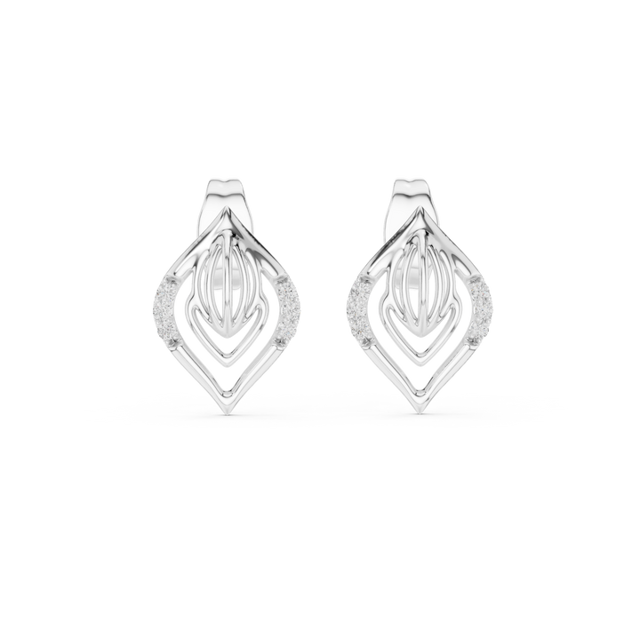 Pavé lab-grown diamond leaf stud earrings by THE LAB Jewellers