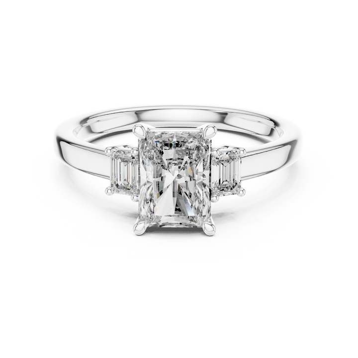 Radiant cut trilogy lab-grown diamond engagement ring in white gold by THE LAB Jewellers
